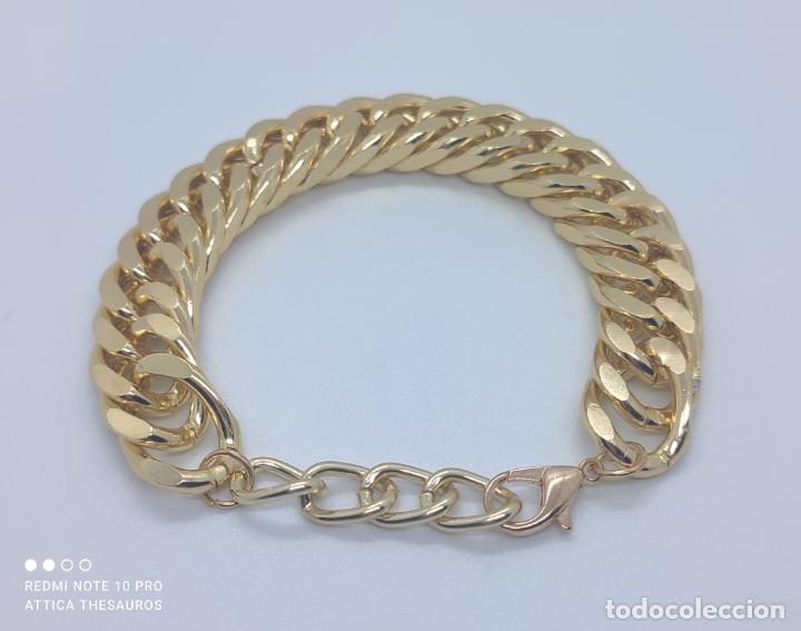 Joyeria: Elegante y sofisticada pulsera tipo cadena de rombo doble con ba&ntilde;o de oro . - Foto 4
