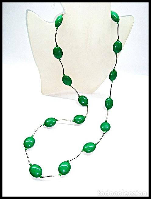 Joyeria: Collar largo color verde y plata, A&ntilde;o 2000, Nuevo - Foto 1