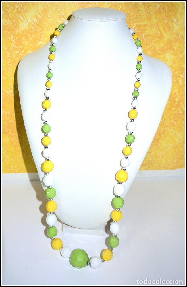 Joyeria: Collar color combinado verde, amarillo y blanco, A&ntilde;o 2000, Nuevo - Foto 1
