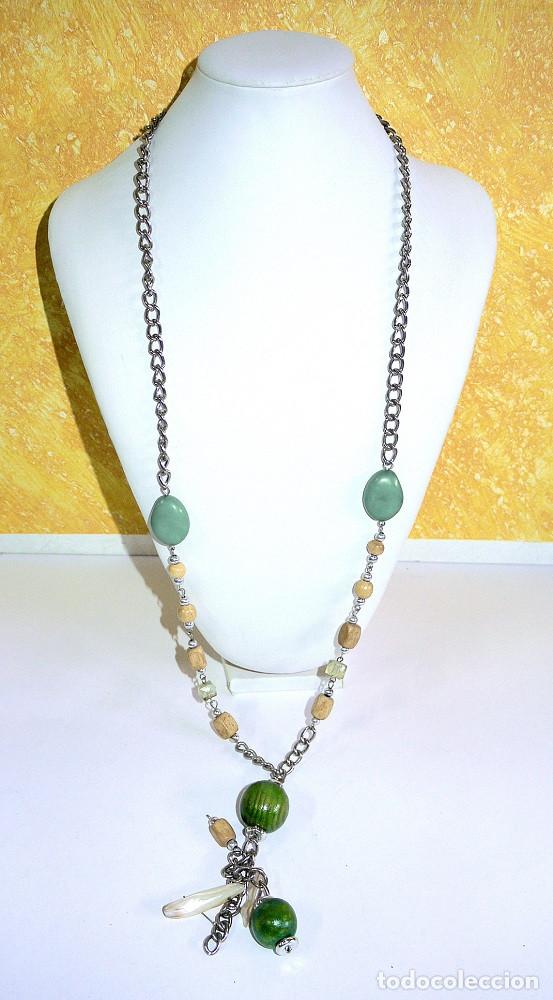 Joyeria: Collar largo color plata y verde, A&ntilde;o 2000, Nuevo - Foto 1