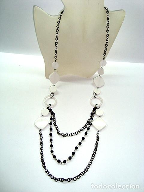 Joyeria: Collar largo color plata y blanco, A&ntilde;o 2000, Nuevo - Foto 1