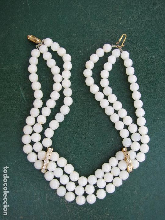 Joyeria: 24.- Collar cuentas de cristal blanco. - Foto 1