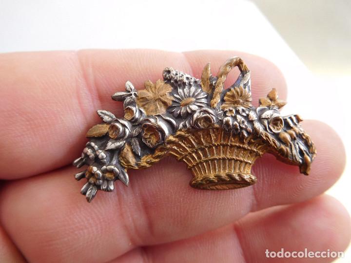 Joyeria: Broche antiguo cesto de flores - Foto 2