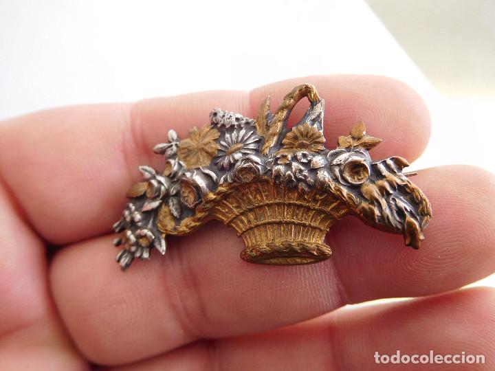 Joyeria: Broche antiguo cesto de flores - Foto 3