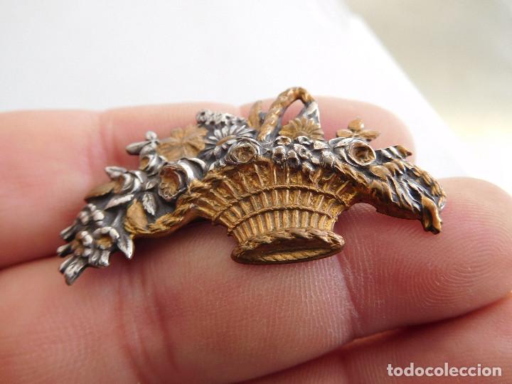 Joyeria: Broche antiguo cesto de flores - Foto 4