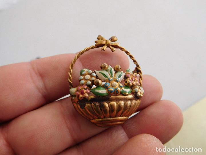 Joyeria: Broche antiguo cesto de flores - Foto 1