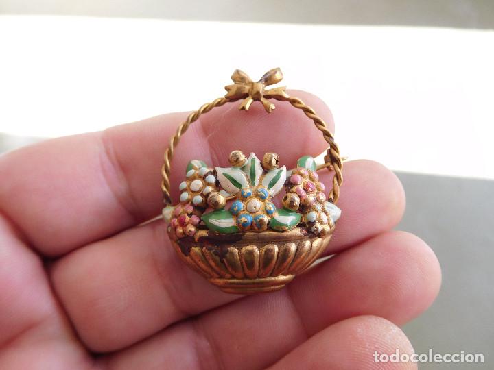 Joyeria: Broche antiguo cesto de flores - Foto 2