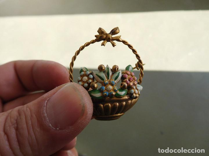 Joyeria: Broche antiguo cesto de flores - Foto 3
