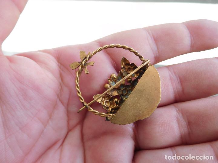 Joyeria: Broche antiguo cesto de flores - Foto 5