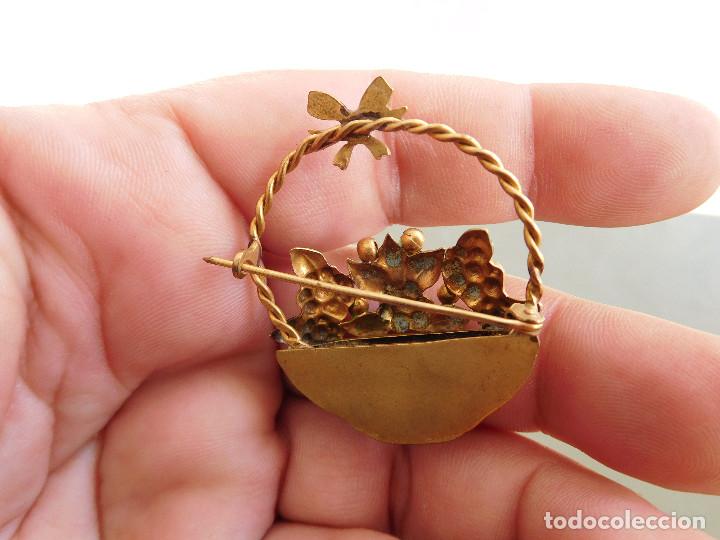 Joyeria: Broche antiguo cesto de flores - Foto 7