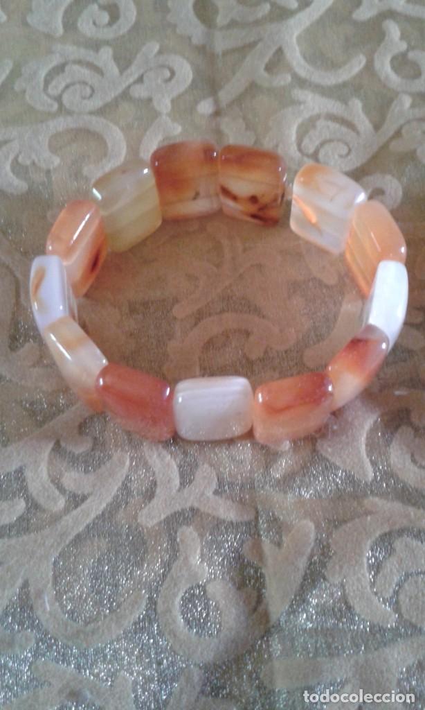 Joyeria: PULSERA BRAZALETE DE CARNEOLAS CORTE RECTANGULAR - ELASTICA- - Foto 1