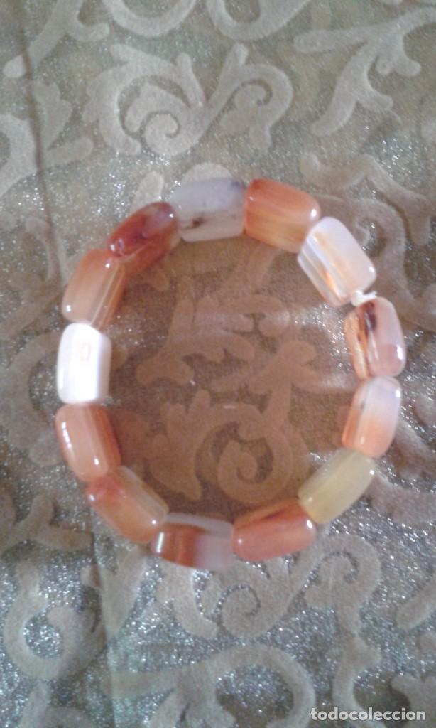 Joyeria: PULSERA BRAZALETE DE CARNEOLAS CORTE RECTANGULAR - ELASTICA- - Foto 2