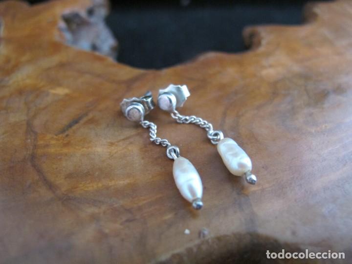 Joyeria: Pendientes de plata con perlitas - Foto 1
