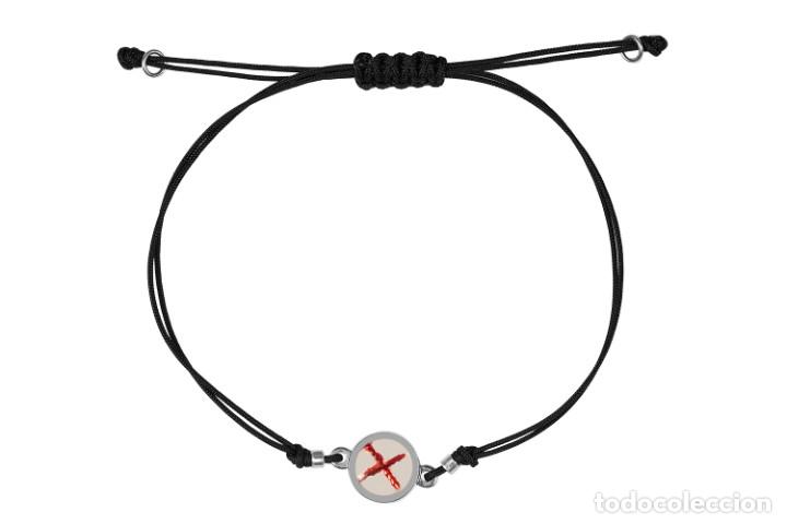 Joyeria: PULSERA DE PLATA CRUZ DE BORGO&Ntilde;A PINTADA A COLOR