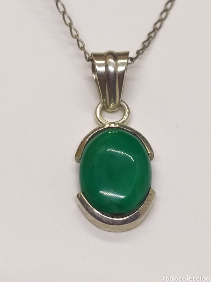 Joyeria: Colgante de Malaquita y plata. - Foto 1