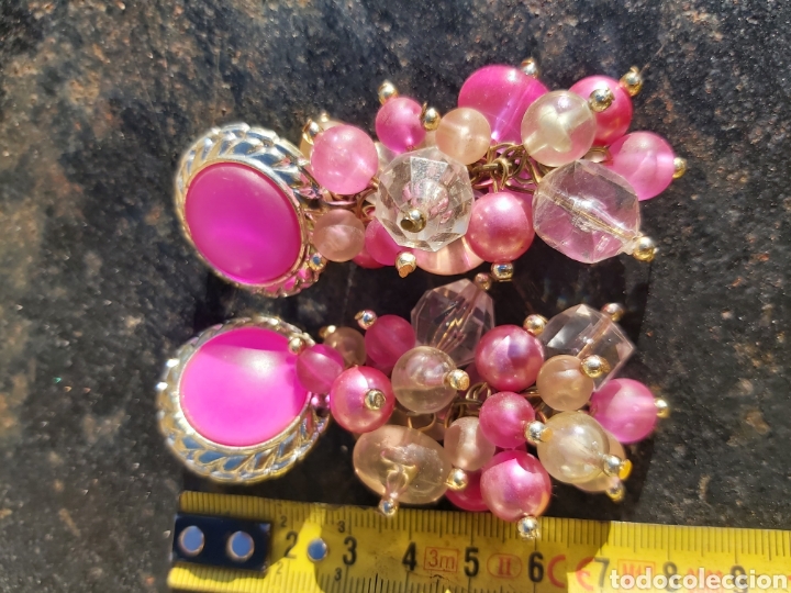 Joyeria: Pendientes vintage colgantes rosas. - Foto 2