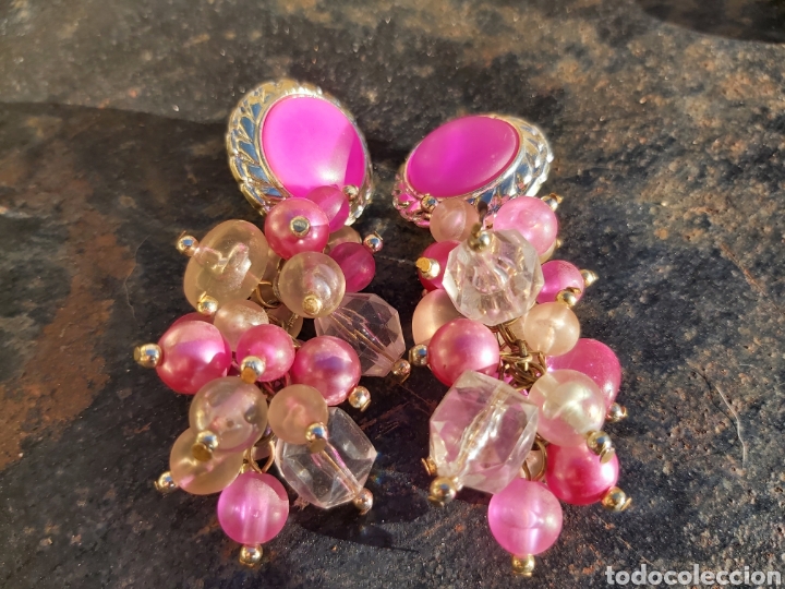 Joyeria: Pendientes vintage colgantes rosas. - Foto 1
