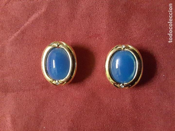 Joyeria: Pendientes. Bot&oacute;n Oval con &Aacute;gata Azul. - Foto 1