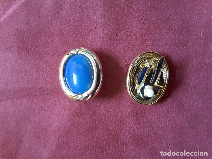 Joyeria: Pendientes. Bot&oacute;n Oval con &Aacute;gata Azul. - Foto 3