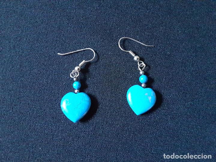 Joyeria: Pendientes coraz&oacute;n en turquesa - Foto 1