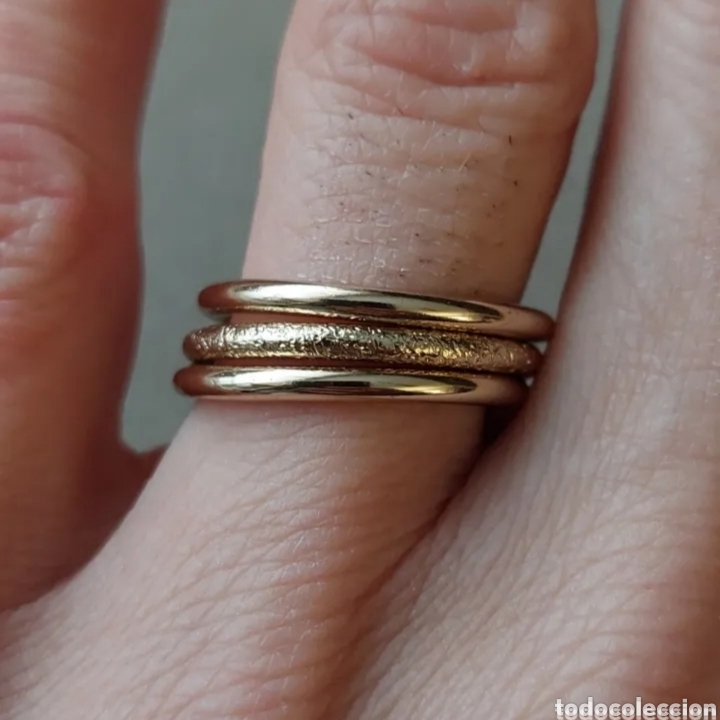 Joaillerie: Tres anillos en metal dorado. LEER DESCRIPCI&Oacute;N Y CONDICIONES ANTES DE PUJAR O COMPRAR.