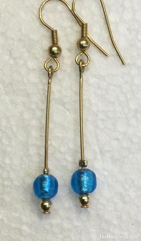Joyeria: Pendientes en vidrio de Murano con hoja de plata. NUEVOS