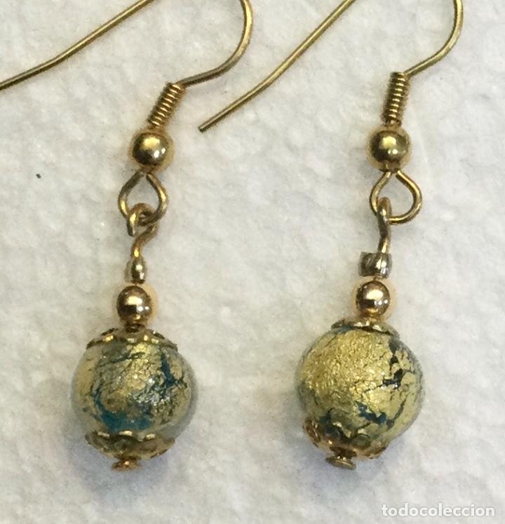 Joyeria: Pendientes en vidrio de Murano con hoja de oro. NUEVOS