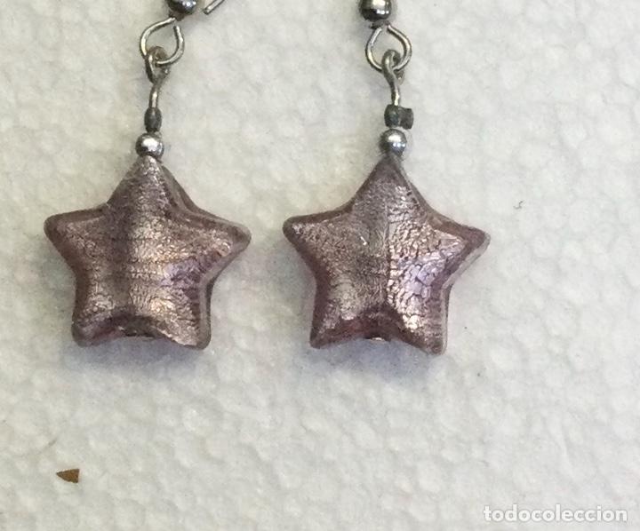 Joyeria: Pendientes en vidrio de Murano con hoja de plata. NUEVOS