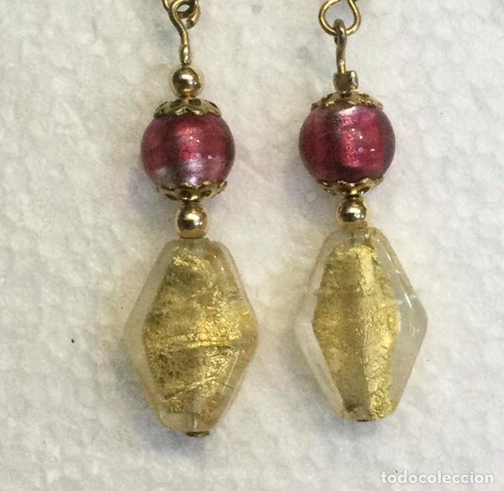 Joyeria: Pendientes en autentico vidrio de Murano con hoja de oro. NUEVOS