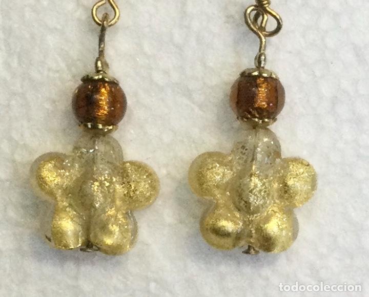 Joyeria: Pendientes en autentico vidrio de Murano con hoja de oro. NUEVOS