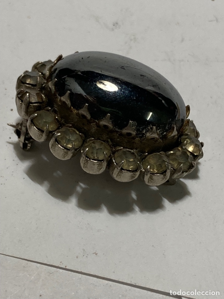 Joyeria: Broche antiguo piedra oval negra - Foto 2