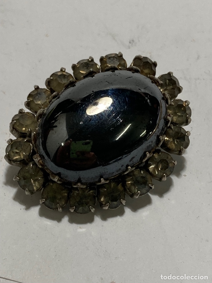 Joyeria: Broche antiguo piedra oval negra - Foto 1