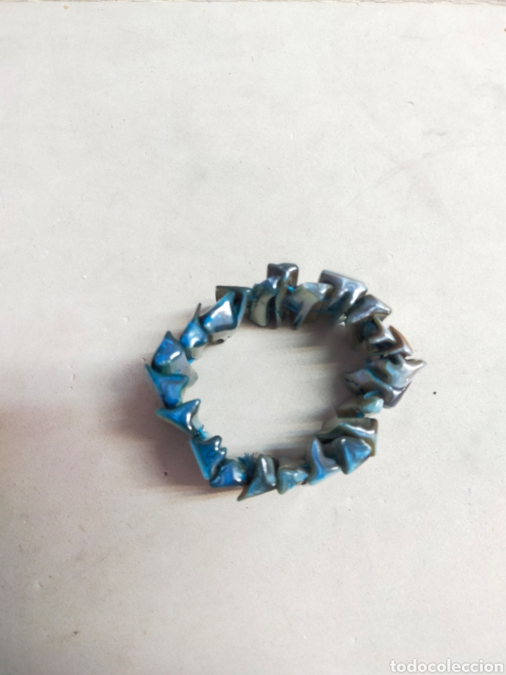 Joyeria: PULSERA DE NACAR EN TONOS AZULES. ELASTICA. - Foto 3