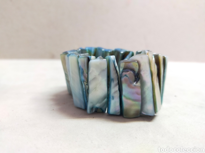 Joyeria: PULSERA DE NACAR EN TONOS AZULES. ELASTICA. - Foto 4