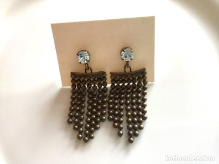 Joyeria: PENDIENTES DE METAL CON FLECO Y CRISTAL. PRESI&Oacute;N - Foto 1