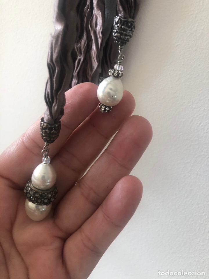 Joyeria: Collar de perlas y seda china. Hecho a mano - Foto 6