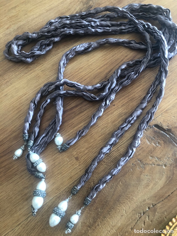 Joyeria: Collar de perlas y seda china. Hecho a mano - Foto 1