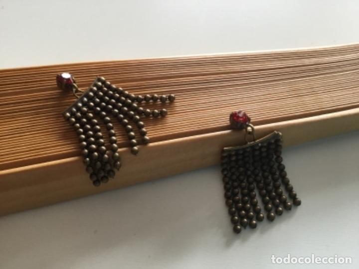 Joyeria: PENDIENTES DE DISE&Ntilde;O CON FLECO DE CADENAS Y CRISTAL GRANATE - Foto 1
