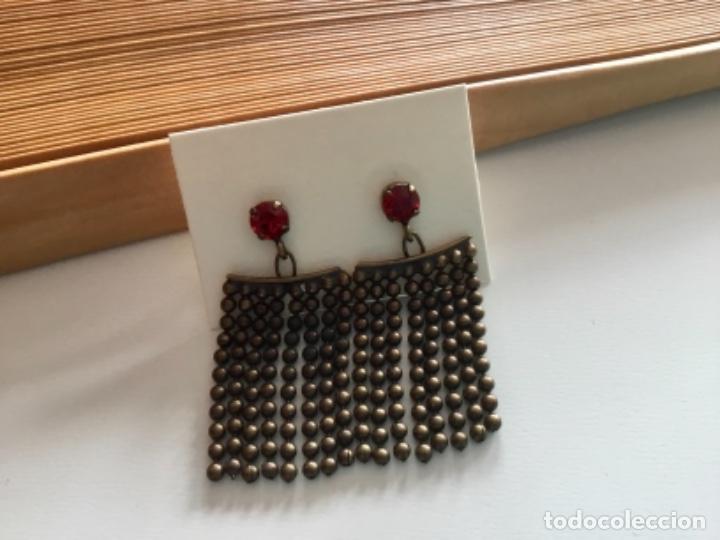 Joyeria: PENDIENTES DE DISE&Ntilde;O CON FLECO DE CADENAS Y CRISTAL GRANATE - Foto 4