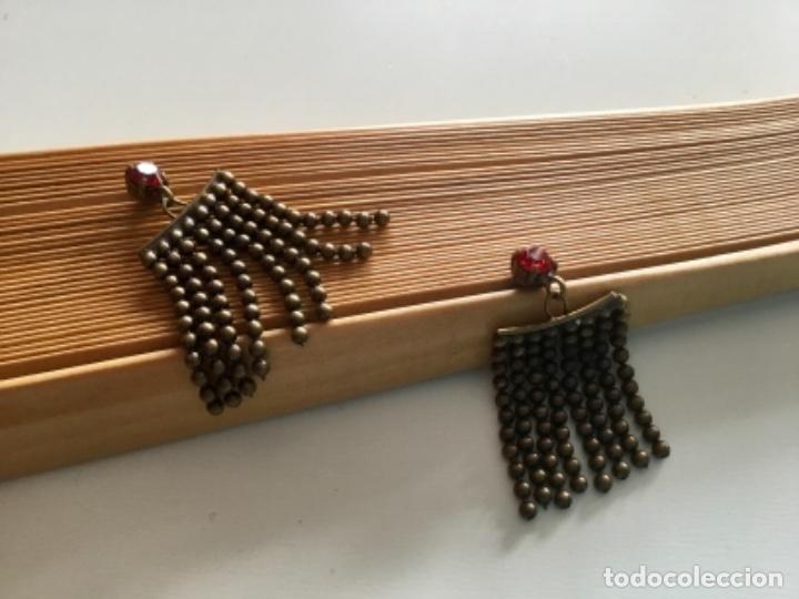 Joyeria: PENDIENTES DE DISE&Ntilde;O CON FLECO DE CADENAS Y CRISTAL GRANATE - Foto 5