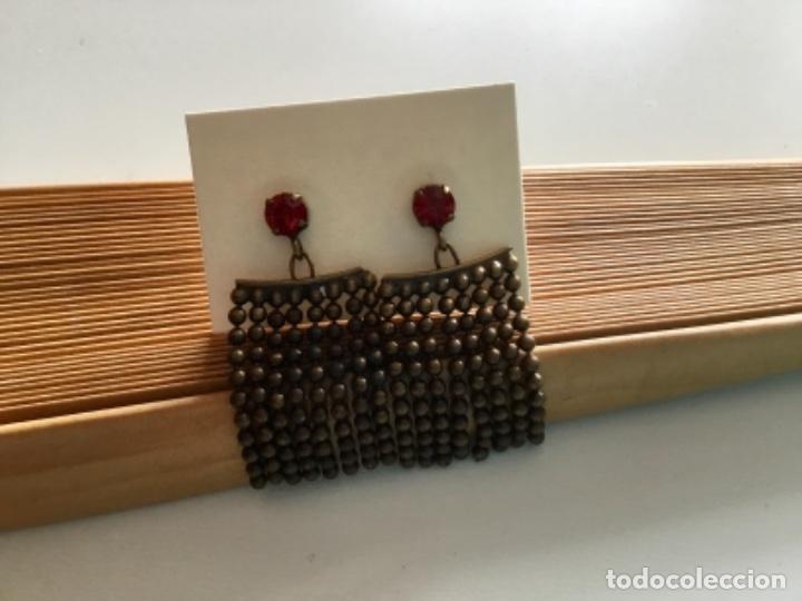 Joyeria: PENDIENTES DE DISE&Ntilde;O CON FLECO DE CADENAS Y CRISTAL GRANATE - Foto 6