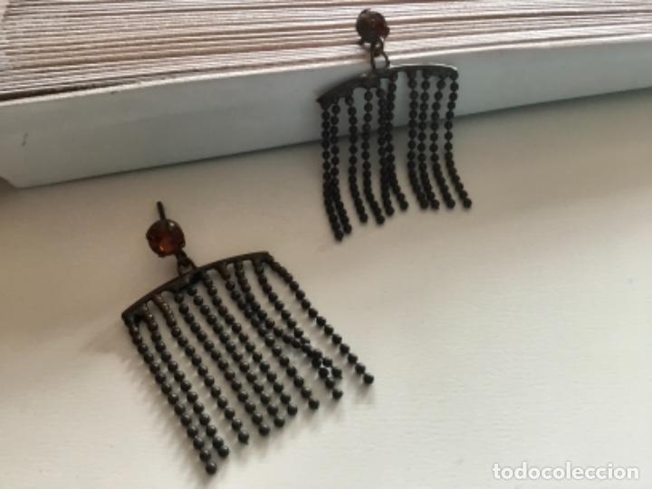 Joyeria: PENDIENTES DE BRONCE CON FLECO. CRISTAL &Aacute;MBAR. PRESI&Oacute;N - Foto 2