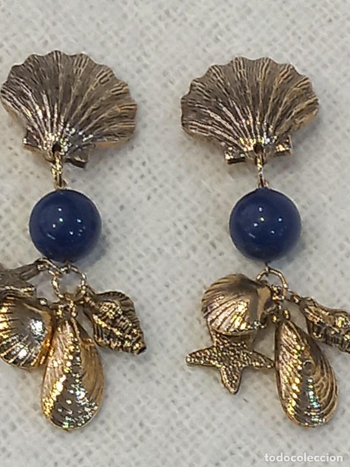 Joyeria: PENDIENTES (n&aacute;uticos) CONCHA BOLA AZUL - Foto 1
