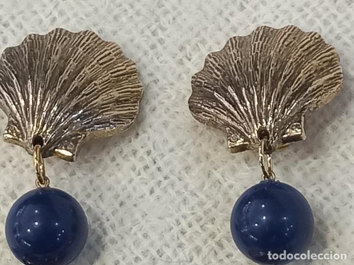 Joyeria: PENDIENTES (n&aacute;uticos) CONCHA BOLA AZUL - Foto 2