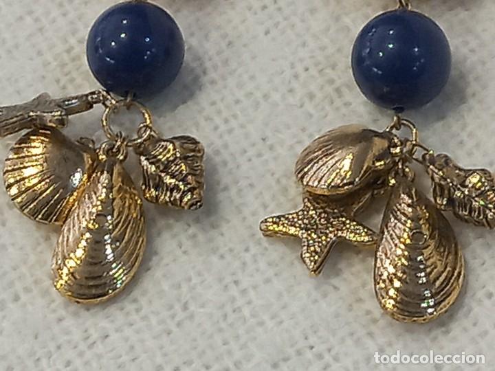 Joyeria: PENDIENTES (n&aacute;uticos) CONCHA BOLA AZUL - Foto 3