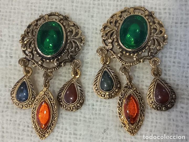 Joyeria: PENDIENTES (BOT&Oacute;N-VERDE) COLGANTES COLORES - Foto 1