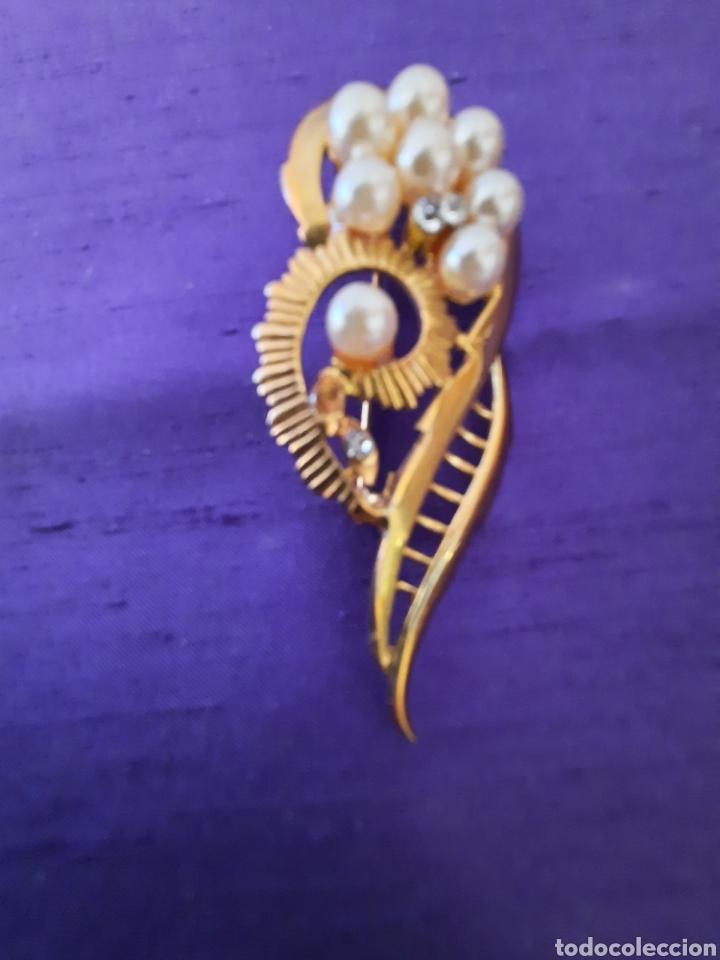Gioielleria: Broche metal dorado perlas y circonitas aureo