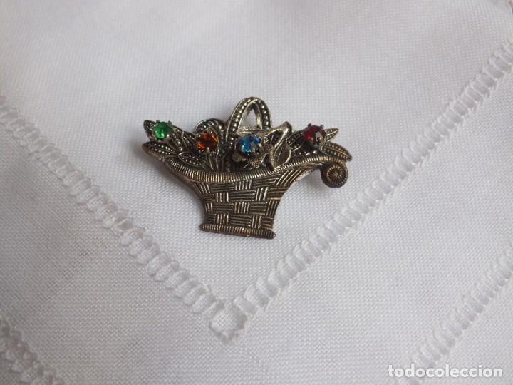 Joyeria: BROCHE VINTAGE CESTA CON PEDRER&Iacute;A - Foto 2