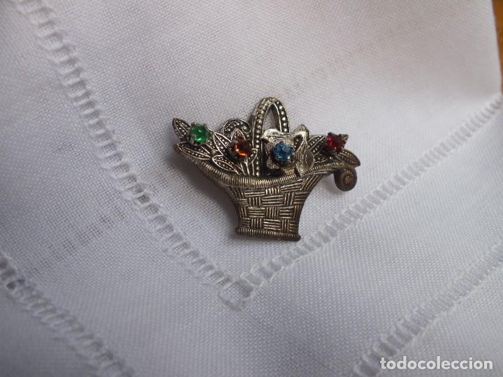 Joyeria: BROCHE VINTAGE CESTA CON PEDRER&Iacute;A - Foto 4