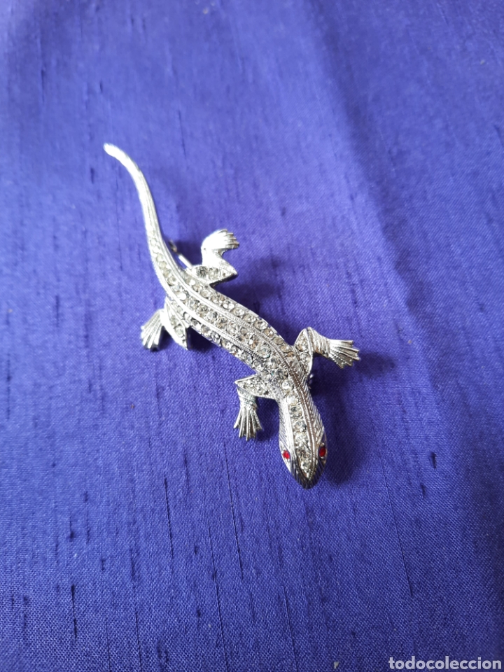 Jewelry: Antiguo broche lagartija.